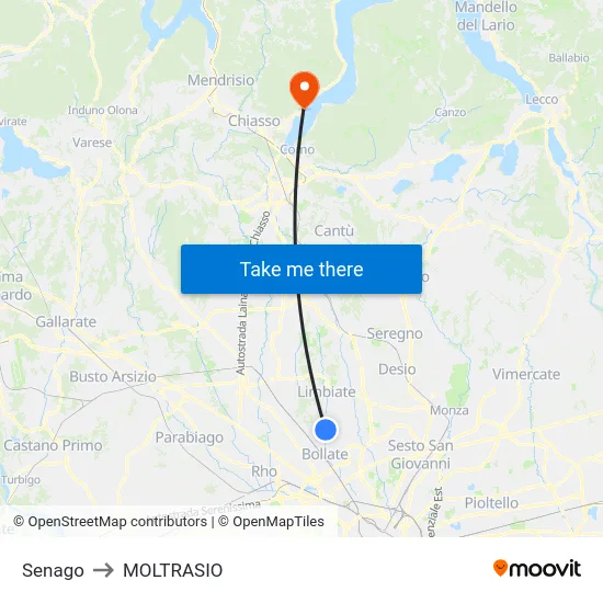 Senago to Moltrasio map