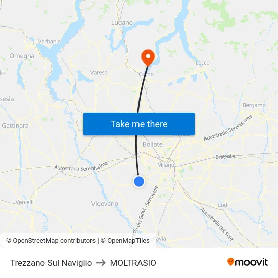 Trezzano Sul Naviglio to MOLTRASIO map