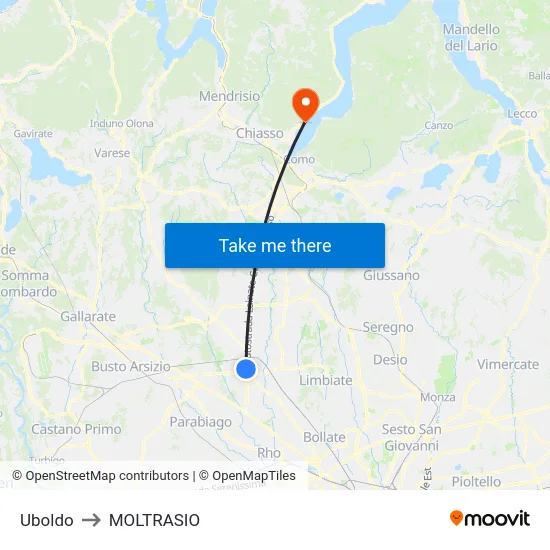 Uboldo to MOLTRASIO map