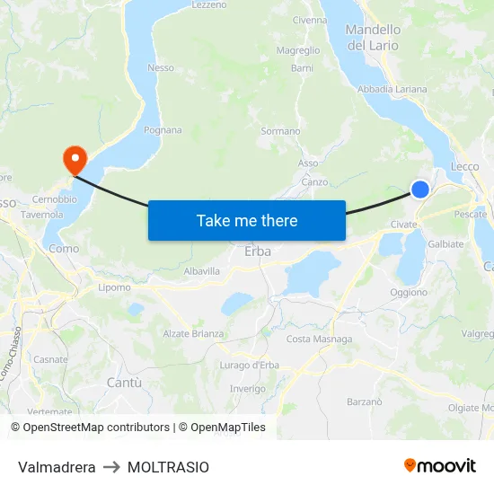 Valmadrera to MOLTRASIO map