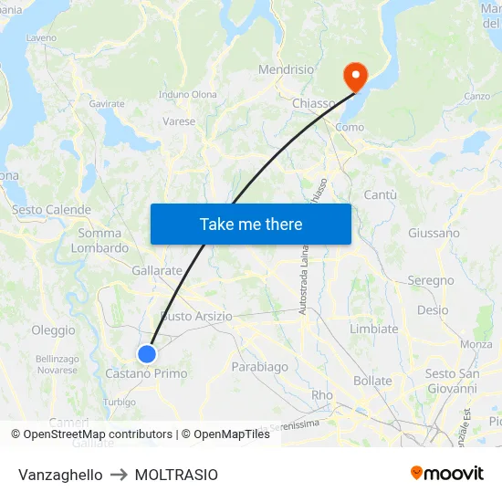 Vanzaghello to MOLTRASIO map