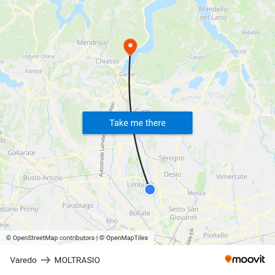 Varedo to MOLTRASIO map