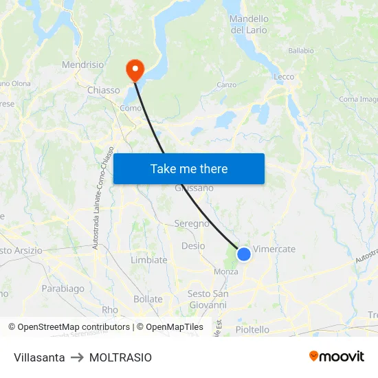 Villasanta to MOLTRASIO map