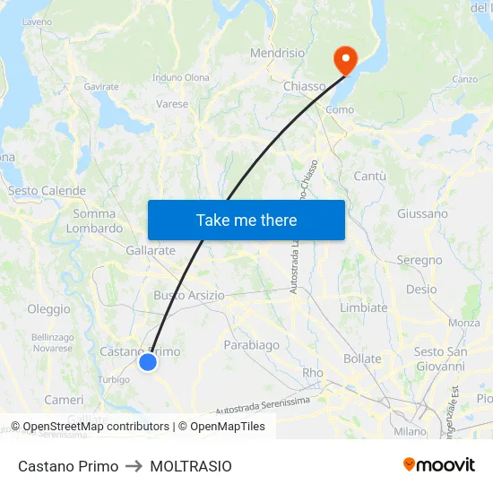 Castano Primo to MOLTRASIO map
