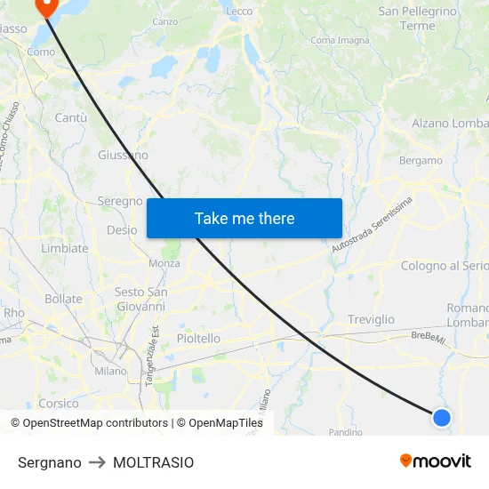 Sergnano to MOLTRASIO map