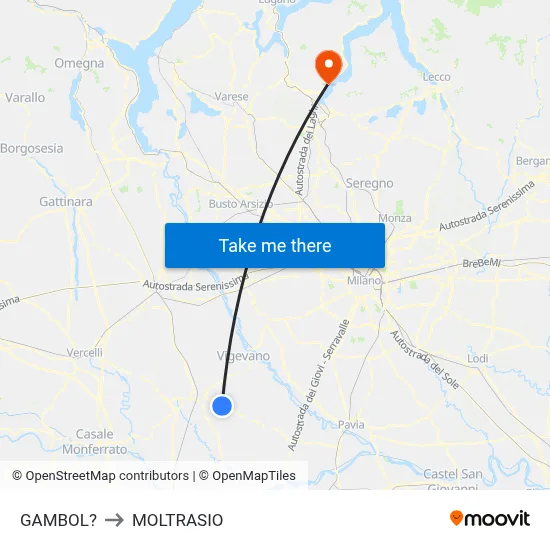 Gambol to Moltrasio map