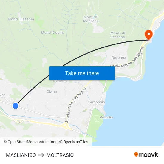 MASLIANICO to MOLTRASIO map