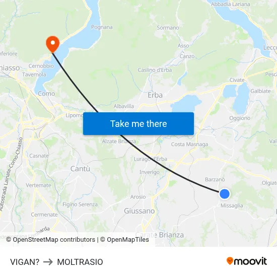 Vigano to Moltrasio map
