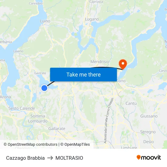 Cazzago Brabbia to MOLTRASIO map