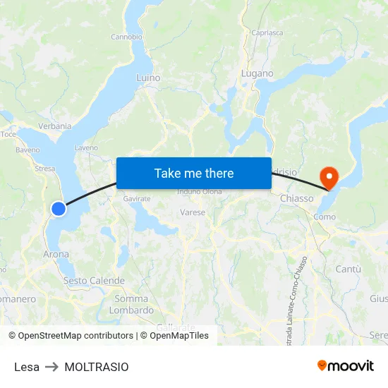 Lesa to Moltrasio map