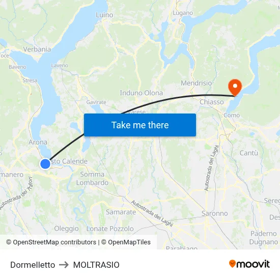 Dormelletto to Moltrasio map