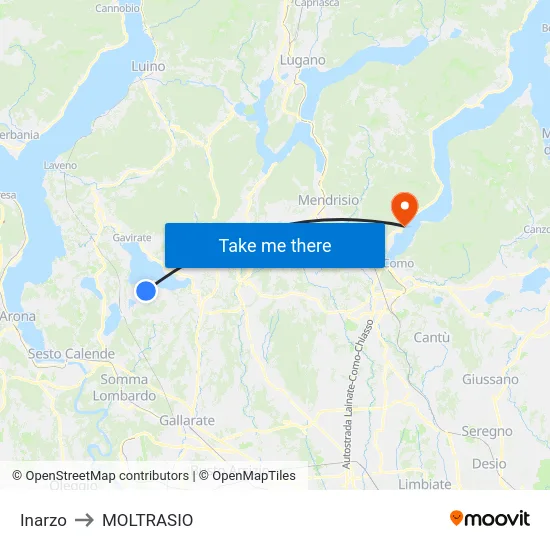 Inarzo to Moltrasio map