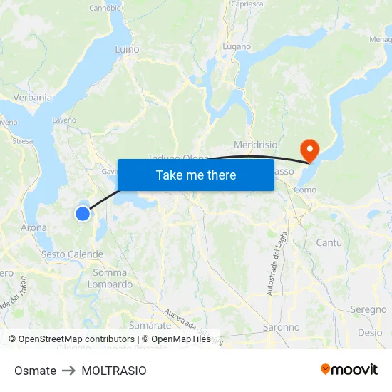 Osmate to Moltrasio map