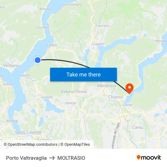 Porto Valtravaglia to Moltrasio map