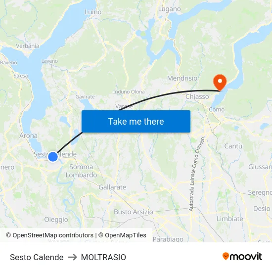 Sesto Calende to Moltrasio map