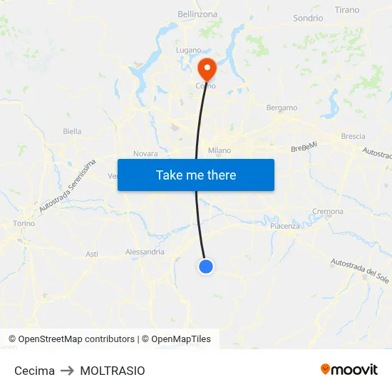 Cecima to Moltrasio map