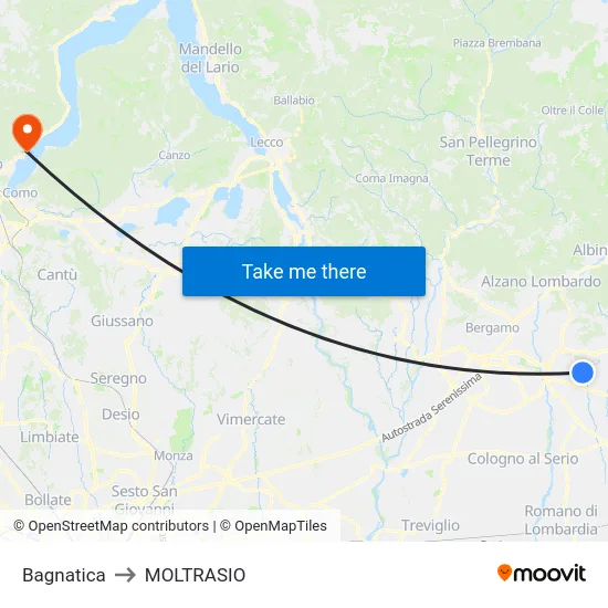 Bagnatica to MOLTRASIO map