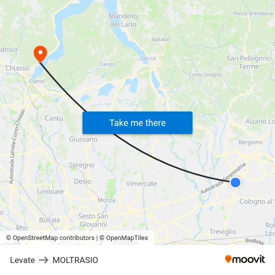 Levate to Moltrasio map