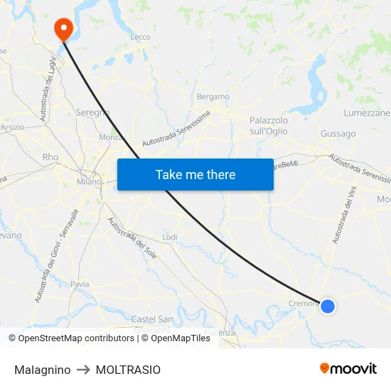 Malagnino to Moltrasio map