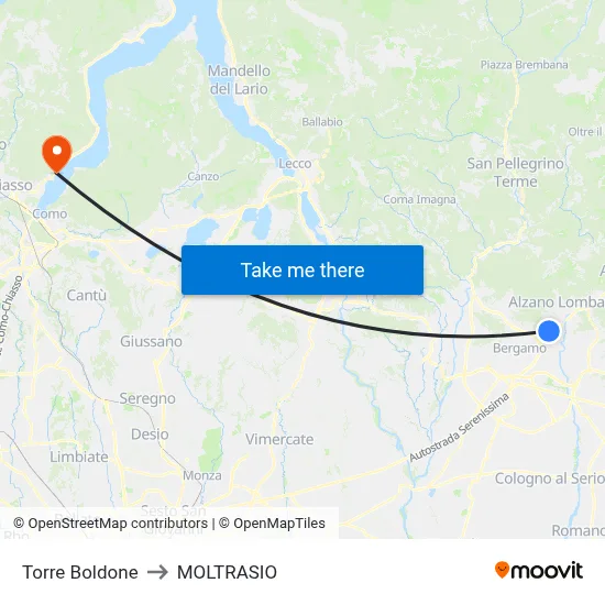 Torre Boldone to MOLTRASIO map
