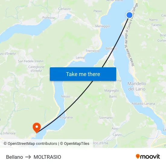Bellano to MOLTRASIO map