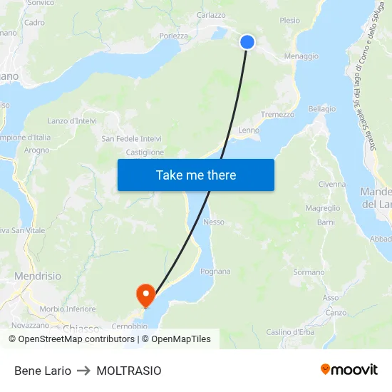 Bene Lario to Moltrasio map