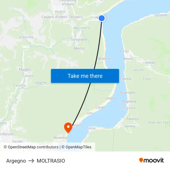 Argegno to MOLTRASIO map