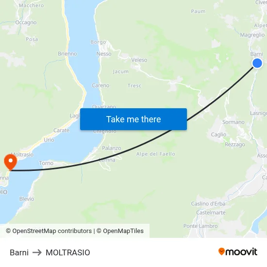 Barni to Moltrasio map