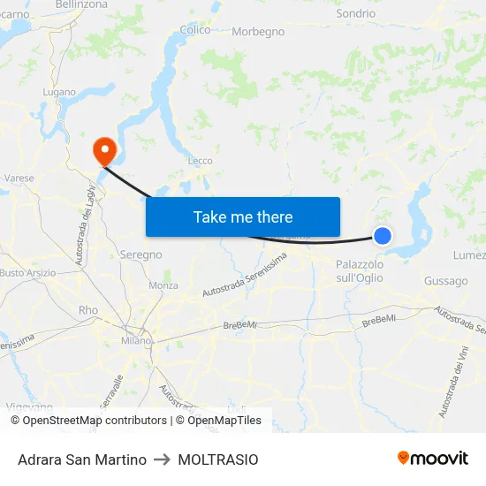 Adrara San Martino to Moltrasio map