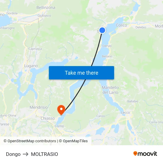 Dongo to Moltrasio map