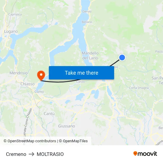 Cremeno to Moltrasio map