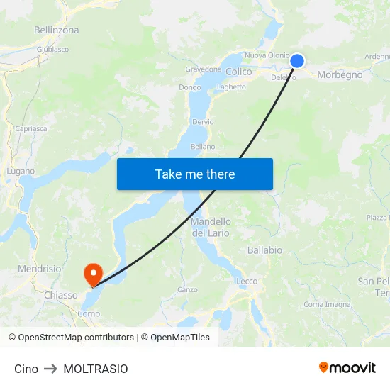 Cino to Moltrasio map
