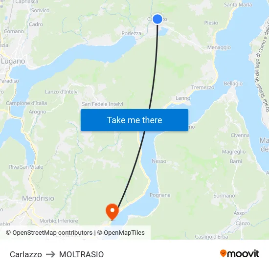 Carlazzo to Moltrasio map
