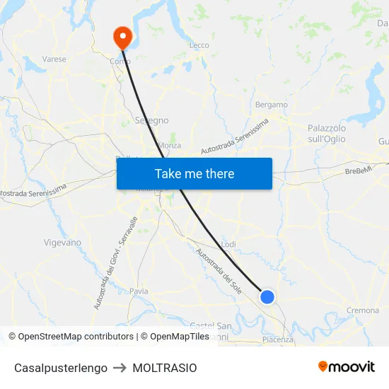 Casalpusterlengo to MOLTRASIO map