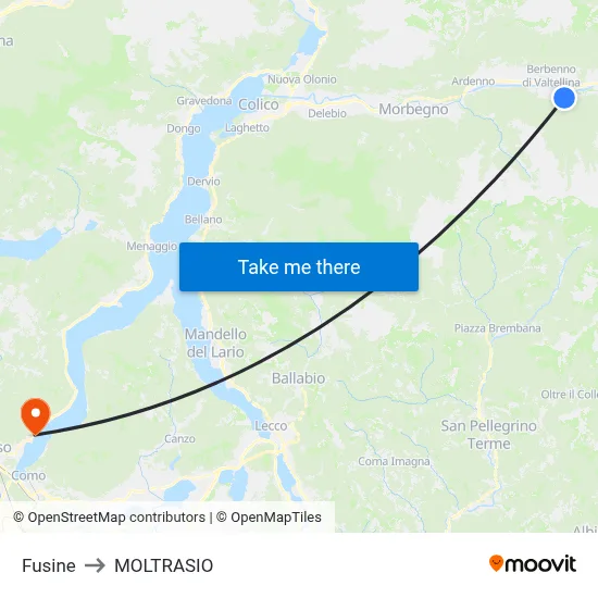 Fusine to Moltrasio map