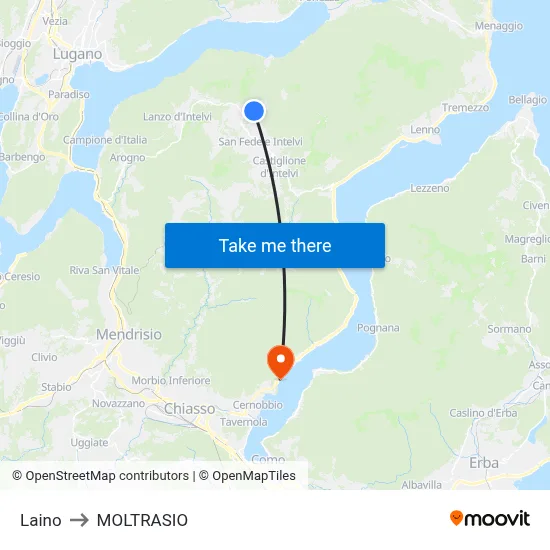 Laino to Moltrasio map