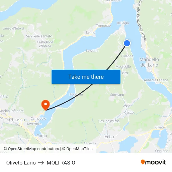 Oliveto Lario to MOLTRASIO map