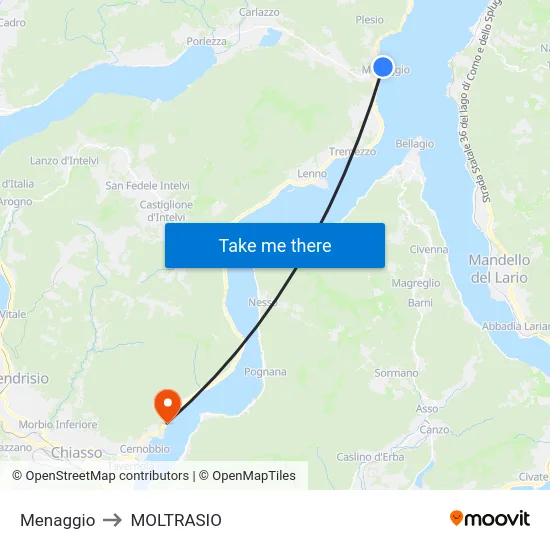 Menaggio to MOLTRASIO map