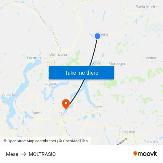 Mese to Moltrasio map
