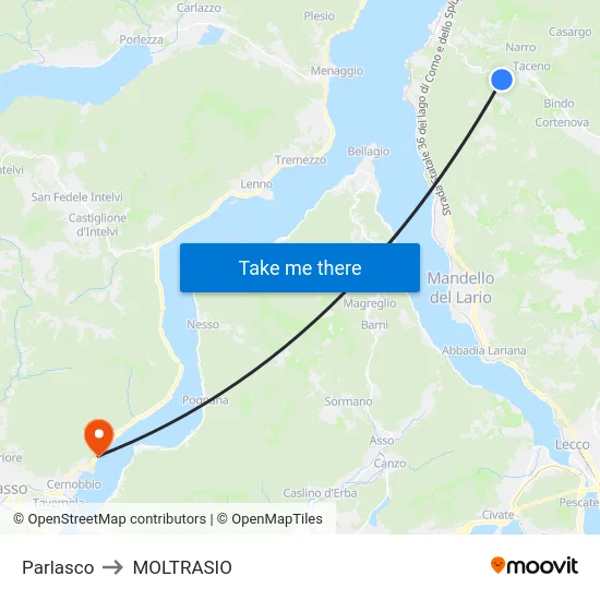Parlasco to Moltrasio map