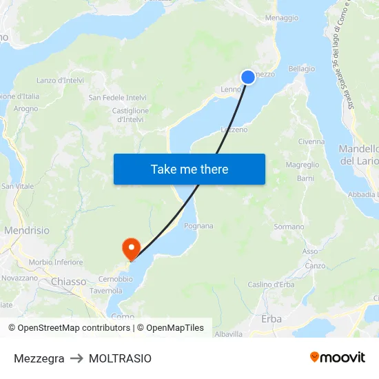Mezzegra to Moltrasio map