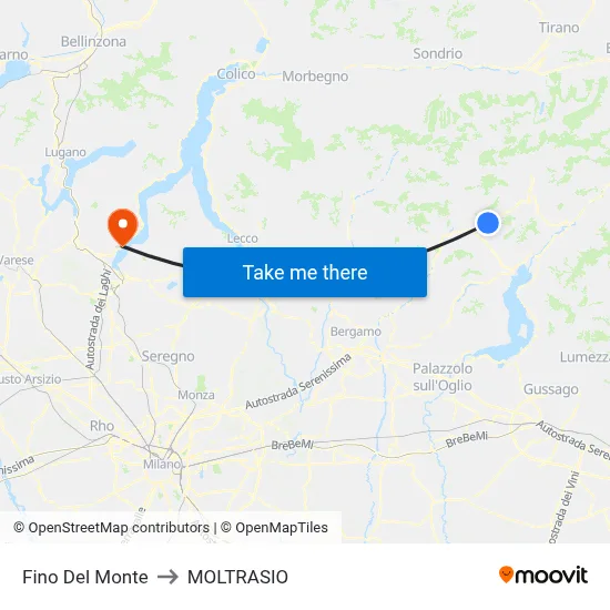 Fino del Monte to Moltrasio map