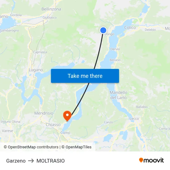 Garzeno to Moltrasio map