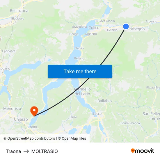 Traona to Moltrasio map