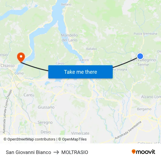 San Giovanni Bianco to MOLTRASIO map