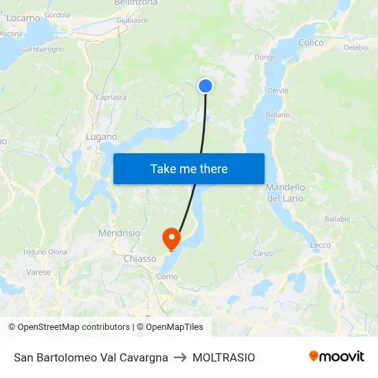 San Bartolomeo Val Cavargna to MOLTRASIO map
