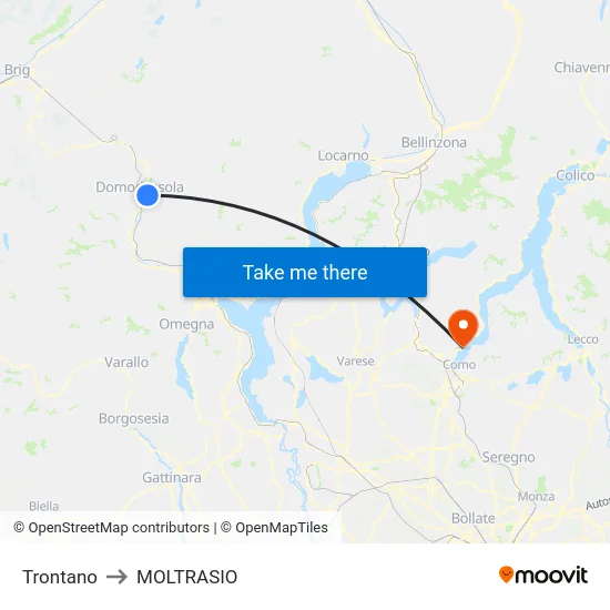 Trontano to Moltrasio map