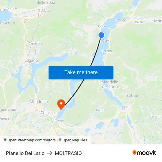 Pianello Del Lario to Moltrasio map