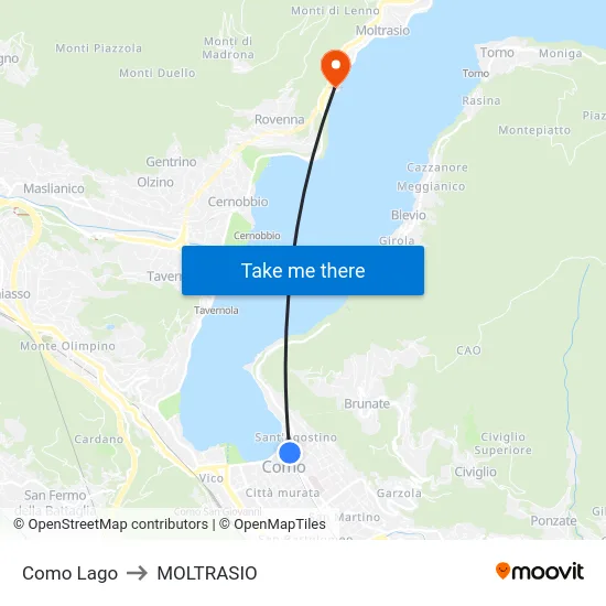 Como Lago to MOLTRASIO map