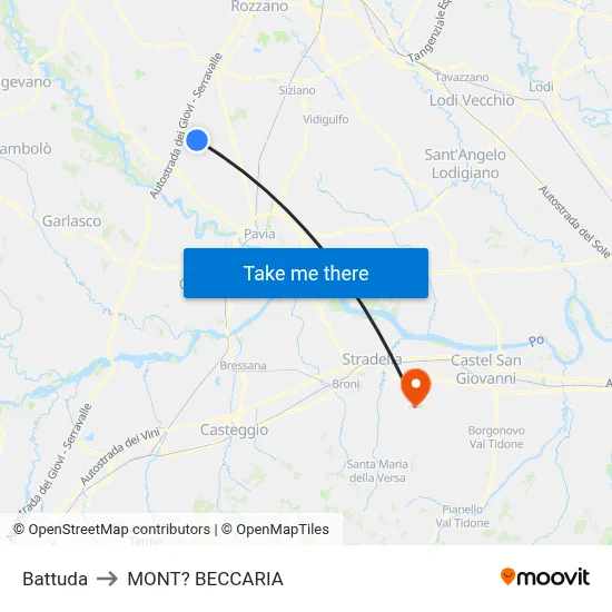 Battuda to Mont'Beccaria map